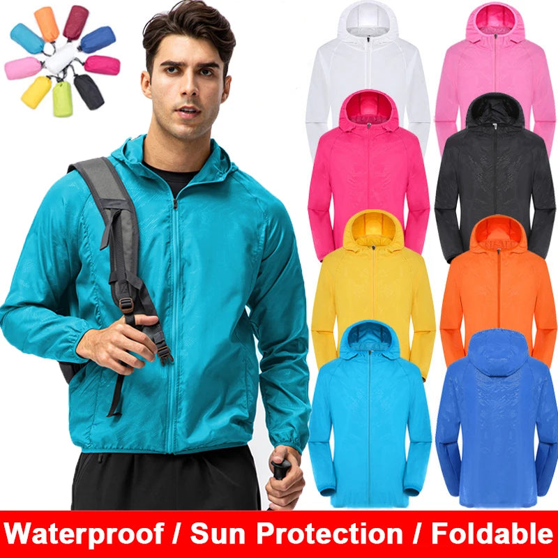 Unisex Waterproof Windbreaker Jacket – Sun Protection & Outdoor Use